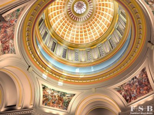 Illustration of interior Oklahoma State Capitol Dome.