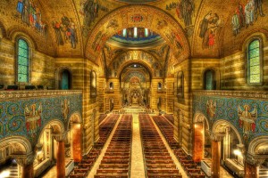 Interior of the Cathedral Basilica of St. Louis in St. Louis, Missouri.